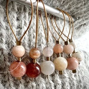 Sunstone crystal Knitting Stitch markers set of 6
